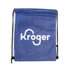 KBN306 | Blue Crosshatch Non-Woven Drawstring Bag