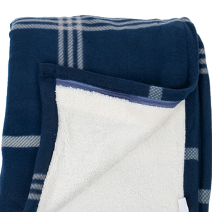 KBN404 | Plaid Fleece Sherpa Blanket Blue